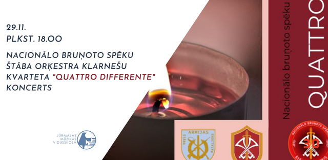 Izskanējis Nacionālo bruņoto spēku Štāba orķestra klarnešu kvarteta "Quattro Differente" koncerts